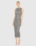 Gray Embellished High Neck Sleeveless Sheath Dress - FINAL SALE
